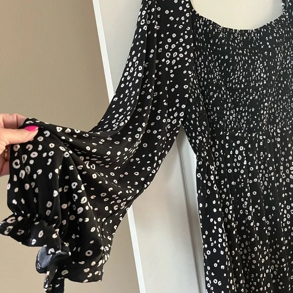 White Birch Black with Small white Dot Pattern Stretch midi length Size 3X - Picture 15 of 16